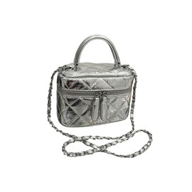 QWINEE Women's Silver Top Handle Crossbody Bag Small Crocodile Embossed Satchel Bag Mini Bucket Handbag Silver One Size