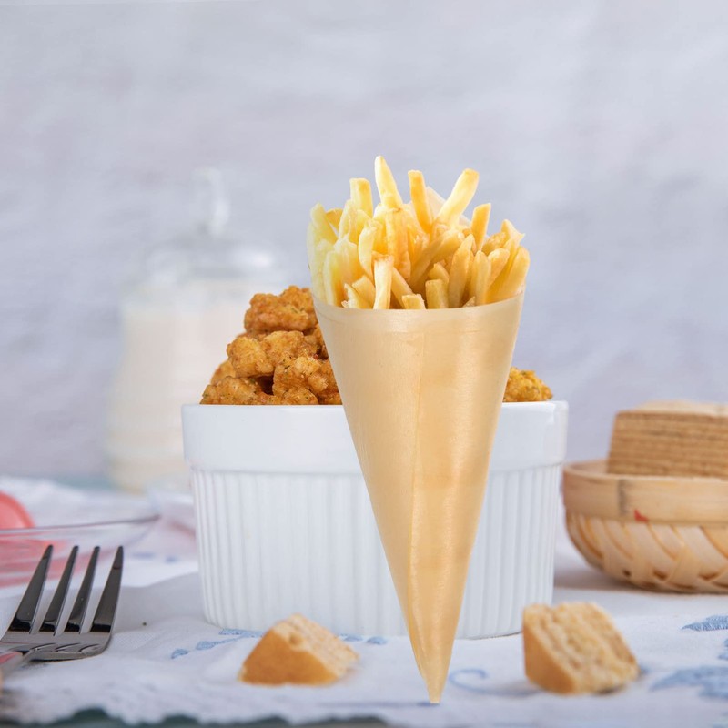 Homoyoyo 50PCS Disposable Wood Cones,5.1Inch Charcuterie Cones Holder Party Accessories