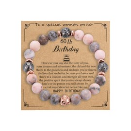 60th Birthday Gifts Bracelet for Women 60 Year Old Natural Stones Happy Birthday Bracelets for Women (60th)