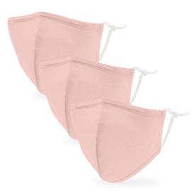 Weddingstar 3 Pack Kid's Washable Cloth Face Mask Reusable and Adjustable with Filter Pocket - Blush Pink