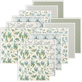 12 Pack Swedish Dishcloths for Kitchen, Reusable Swedish Dish Towels, Absorbent Kitchen Dish Cloths Rags, Vintage Floral Washable Sponge Cleaning Cloths Wipes 7.7x6.7inch for Washing Dishes (12pcs)