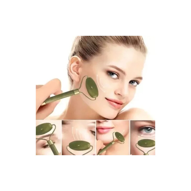 CB Rodillo De Jade Facial Antiedad Verde + 3 Mascarillas