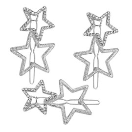Baluue 3pcs Rhinestone Star Hair Clips Sparkling Decorative Barrettes for Women and Girls Secure Hair Pins for Special Occasions and