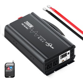 Vterun 2000W Pure Sine Wave Inverter 12V DC to 110-120V AC Efficient Energy Converter for Home, RV Use with Wireless Remote Control with USB C Ports