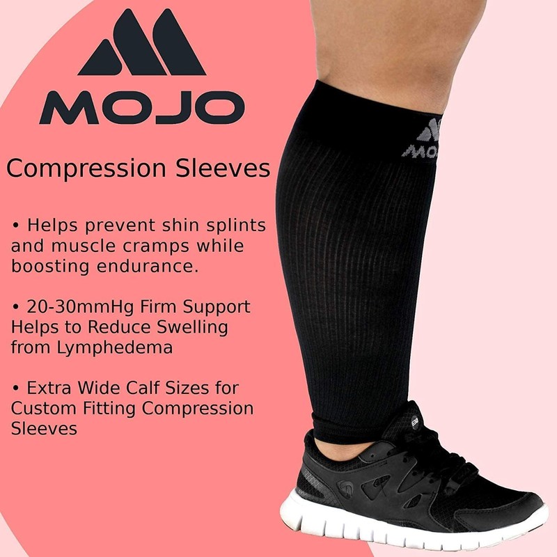 Mojo Compression Socks - 2XL Black Compression Sleeves for Swelling