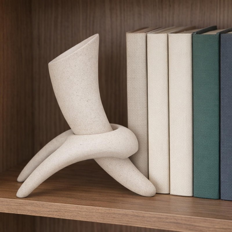 Modern Abstract Ceramic Vase 7.3" Wabi Sabi Japandi Sculptural Vase,