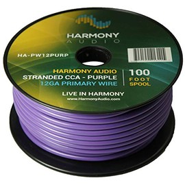 Harmony Audio HA-PW12PURP Primary Single Conductor 12 Gauge Purple Power or Ground Wire Roll 100 Feet Cable for Car Audio/Trailer/Model Train/Remote