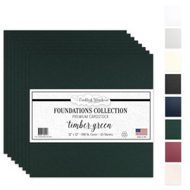 Cardstock Warehouse Foundations Timber Green Forest - 12 x 12" - 100 Lb. / 270 Gsm 100% Recycled Premium Cardstock Paper - 25 Sheets