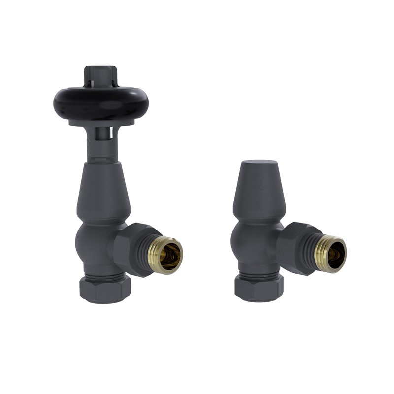 NRG Traditional Antique Angled Central Heating Radiator Valve 15mm Thermostatic