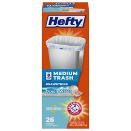 Hefty Bolsas de basura medianas, aroma de agua marina, 4 galones, 26 unidades