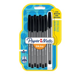 Papermate InkJoy 100 Cap 1.0 mm Medium Tip Capped Ball Pen - Black (Pack of 8)