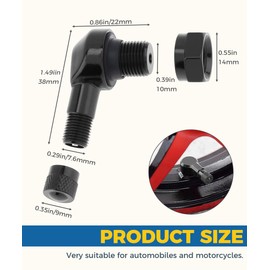 Flaconi Motorcycle Tyre Valve, Motorcycle Tyre Valve, Motorcycle Aluminium Angle Valve, Motorcycle Valve 90 Degree, Angle Valve, Motorcycle Tyre Valves, for Cars, Motorcycles, Truck Trailers, Leisure Vehicles (Black)