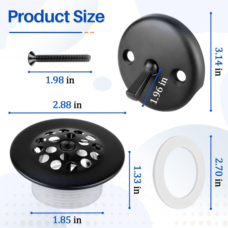 Trip Lever Bathtub Drain Kit with Strainer - No putty