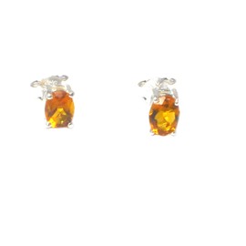 Art Gecko Oval CITRINE Sterling Silver Gemstone Earrings/STUDS 925-5 x 7 mm (CTS0610171)
