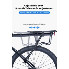 Universal Adjustable Aluminum Alloy Bike Rear Rack Heavy Duty 220lb Capacity Bicycle Cargo Carrier for MTB E-bikeColor: Black