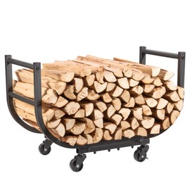 YQBRAO - Rolling Firewood Rack with Wheels, Heavy-Duty Indoor Outdoor Log Holder, Compact Wood Storage for Fireplace & Patio, Small Footprint