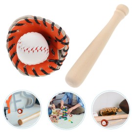 TOYANDONA Mini Baseball Bat Miniature Toy Miniature Baseball Bats Gloves Kit Miniature Dollhouse Accessories Simulation Tiny House Baseball Decorations Mini Baseball Bat Glove and Ball Dollhouse Play