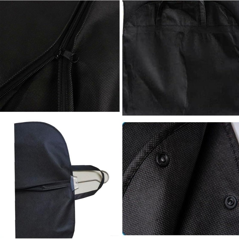 Black Suit Carrier - Reusable Garment Bag with Full Zipper,