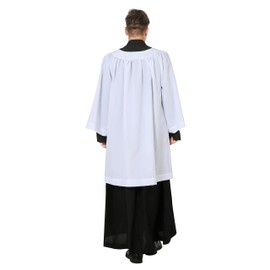 IvyRobes Premium White Round Neckline Surplice Church Liturgical Vestment Choir X-Large
