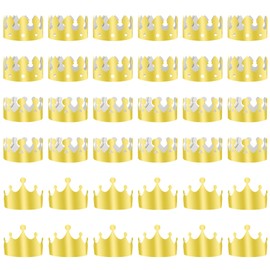 ANPUNAT 36 PCS Paper Crowns Hat for Gold Foil Party Hat Birthday Party Baby Shower beauty pageant Photo Props（3 Styles, Gold
