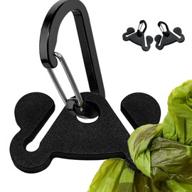 2PCS Dog Poop Bag Holder for Leash Dog Waste Bag Carrier Hand Free Walking Accessory Leash Attachment for Dog Poop Bag Dispenser, Durable, Black