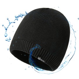 TOP-EX XL/XXL Waterproof Merino Beanie Hat Men Wool Winter Hat Women's Warm Fleece Knitted Hat Breathable Outdoor Ski Hat, tx94609_black