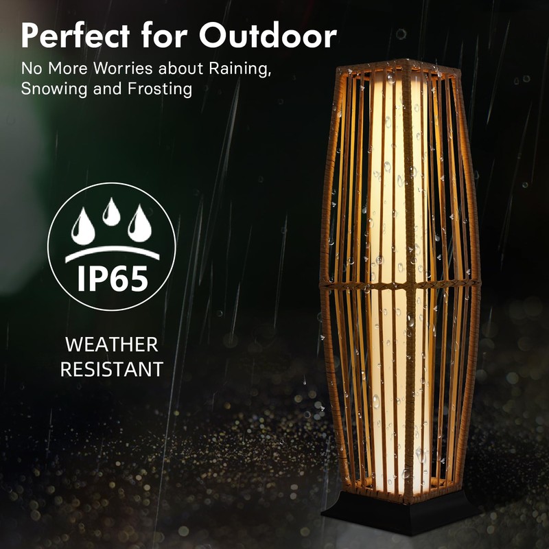 Grand patio Outdoor Floor Lamp Solar Powered Lantern Waterproof Wicker