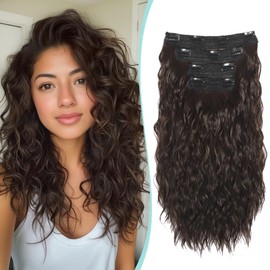 Mesariel Clip in Hair Extensions, Soft Lace Weft Short Curly Hair Extensions Clip ins Thick Invisible Natural Hair Pieces for Women, Double Weft 4Pcs 14 Inch Chestnut Brown