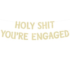 Engagement Party Decorations Banner Pre-Strung Gold Glitter for Congratulations Engaged Wedding Bridal Shower Decor Party Supplies Favors