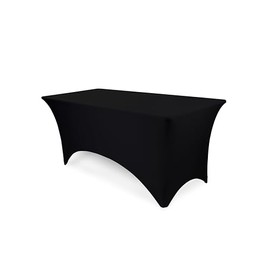 Mantel de elastano negro elástico de 8 pies, Cubre Mantel resistente a las arrugas y a las manchas, de fácil cuidado, se adapta a mesa rectangular de 8 pies