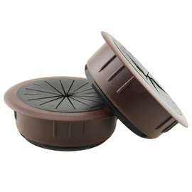 HJ Garden 2PCS 60mm Flexible Desk Grommet Desk Cord Grommets Wire Cable Hole Cover for Office PC Desk Cable Cord Cover, Brown