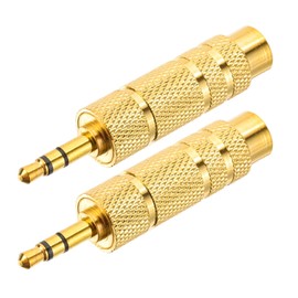 PATIKIL 3.5mm (1/8 Inch) to 6.35mm (1/4 inch) Male to Female Audio Adapter, 2Pcs Stereo Plug Switch Audio Adapter Connector Jack Gold Plated for Headphone Computer Laptop Speaker, Gold
