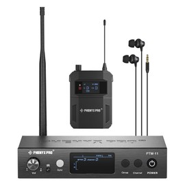 Phenyx Pro UHF Mono Wireless in-Ear Monitor System, Metal Wireless IEM System, Bodypack Receiver, 50 Adjustable Frequencies, Separate Outputs, 164ft Operation, Suitable for Band and Studio (PTM-11)