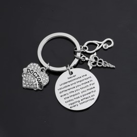BAUNA Doctor Appreciation Gift Doctor Keychain with Caduceus Charm So She Did Medical Doctor Jewelry (Doctor Appreciation Keychain)