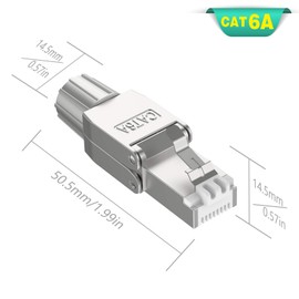 VCELINK RJ45 Cat6A Connectors Tool-Free Reusable Shielded Ethernet Termination Plugs for 23AWG SFTP UTP Cable, 10G Easy Internet Plug, Fast Field Installation 24 Pack