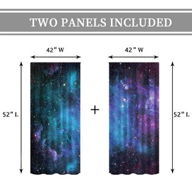 Cinbloo Kids Galaxy Curtains 42W x 52L Inch Outer Space Nebula Boys Bedroom Decor Rod Pocket Blue Universe Planet Fantasy Starry Star Art Printed Living Room Window Drapes Treatment Fabric 2 Panels
