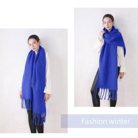 AUSEKALY Women's Scarf Big Colorful Thick Blanket Wrap Winter Oversized Warm Chunky Scarves Solid Royal Blue