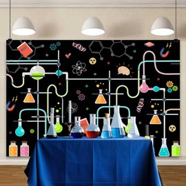 Science Party Decorations Backdrops for Photoshoot, Science Fair Lab Classroom Decor Birthday Picture Wall Backdrop for Photography Decor Banner, Photographic Studio Photo Backgrounds 7X5 FT