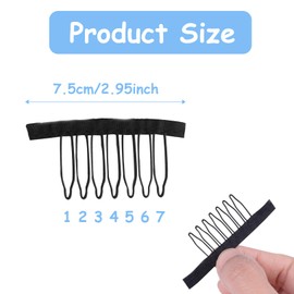 12pcs Wig Combs 7-teeth Wig Clips Lady Tools Black Metal Wig Caps for Women Black U Shape Wig Comb Clip Tooth Comb,Net Comb Clip Steel Tooth Clip Wig Clip for Wig Making Cap DIY Wig Caps Accessories