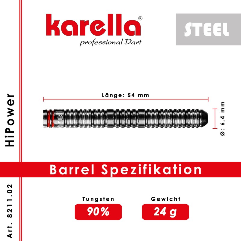 Karella hipower - 90% tungsten steel dart (24g)