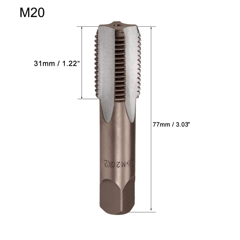 sourcing map Metric Hand Tap M20 Thread 2 Pitch 4