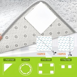 MHwan Carpet Non-Slip Underlay, Pack of 8, Washable, Reusable, Can Be Used in 16 Triangles and 32 Rectangular Non-Slip Mats for Carpet, PU Waterproof, Strong Adsorption, No Deformation