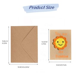 Sunflower Birthday Card, Crochet You Are My Sunshine Greeting Card with Envelope,Knitted Birthday Card for Daughter Son Granddaughter Girlfriend Boyfriend Bestie (sunshine)