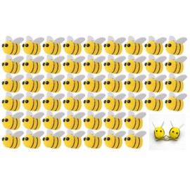 Cazqgoy Pack of 50 Bee Decorative Felts Wool Mini Bee Decoration Felt Bees Felt Balls, Bee Felts Wool Mini Decoration