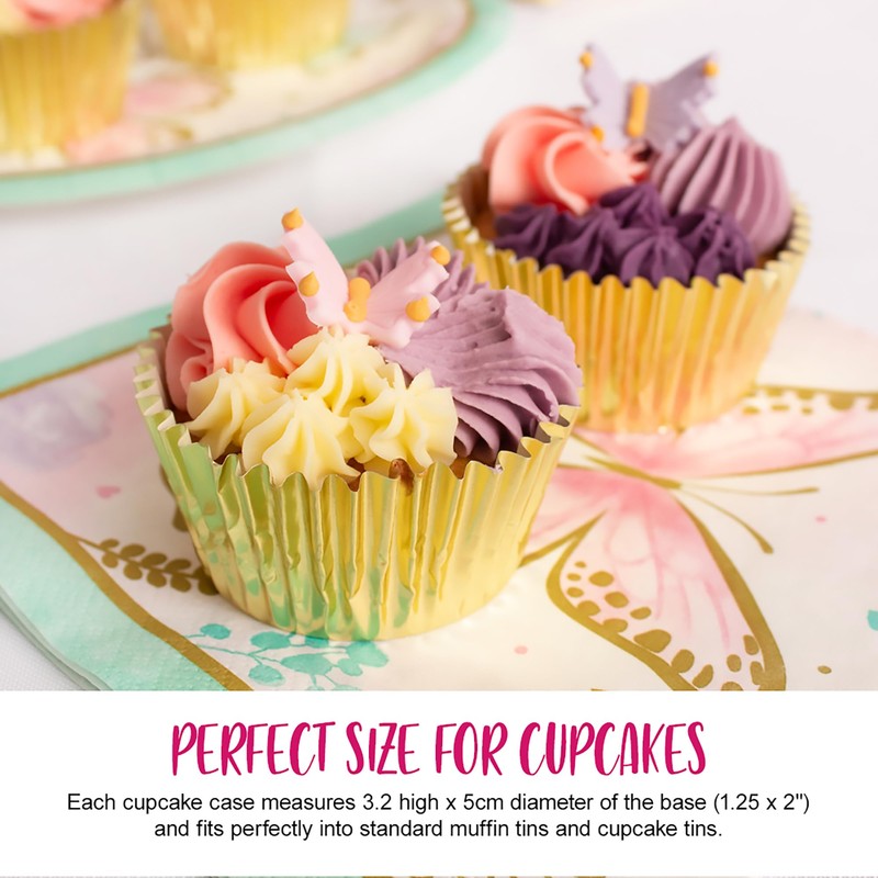 Anniversary House Gold Foil Cupcake Cases for Baking, Baking Cups
