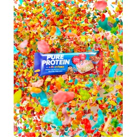 Pure Protein Fruity PEBBLES™ Protein Bars – 20g Protein, 3g Sugar, 190 Calories (4 count) Low Sugar* High Protein Snack – Gluten Free - Perfect for a Healthy Snack.