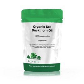 ECO-VITS Organic Sea Buckthorn Oil 1000mg 240 Capsules, Recyclable Packaging, Sealed Pouch, Skin, Hair & Immune Support – Natural Antioxidant-Rich Omega Supplement, Non-GMO & Pure