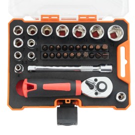 STEELMIGHT Bit Ratchet Set, Drill Bit, Socket Wrench, Screwdriver, 35-Piece Set, 0.25 inch (6.35 mm) Drive Angle (1/4 inch) Extension Bar, Car Repair, Maintenance, Appliance Repair, Tools, DIY