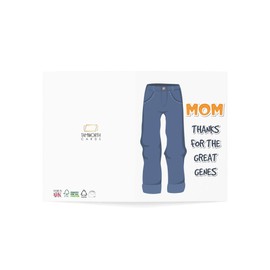 Mother's Day Card - 'Thanks for the Great Genes' Pun - Unique Jeans Design - Sentimental Greeting for Her