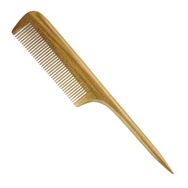 Tail Comb, Wooden Comb Green Sandalwood Anti-static Fine Teeth Hair Comb Long Handle for Women